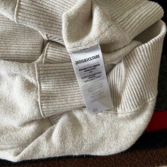 Zadig & Voltaire Brumy Knit Cotton V Neck Sweater Ecru XS - Picture 4 of 5